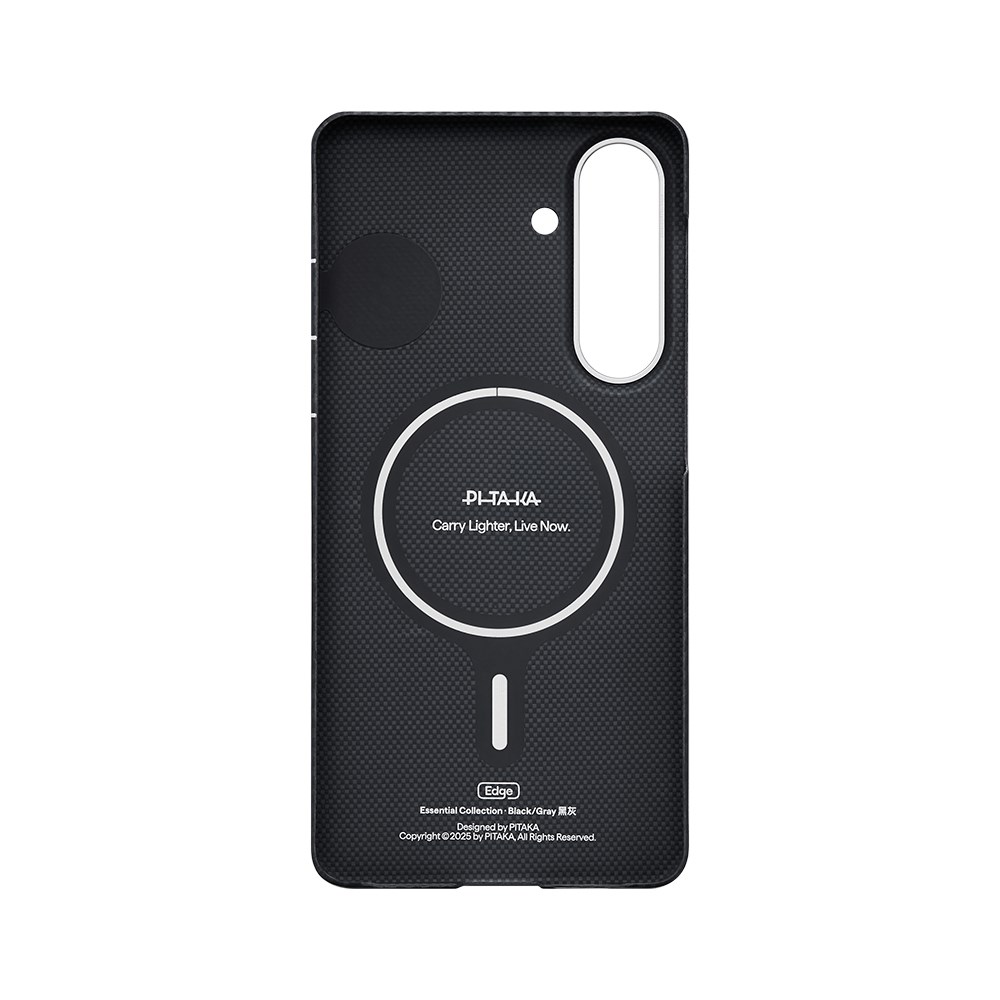Galaxy S26 Plus Kılıf M-safe Şarj Özellikli 600D Aramid Fiber Pitaka Edge Serisi Black-Grey Twill Kapak