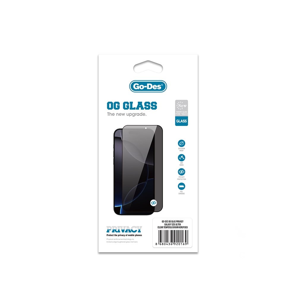 Galaxy S26 Ultra Go Des OG Glass Privacy Antistatik Temperli Cam Ekran Koruyucu
