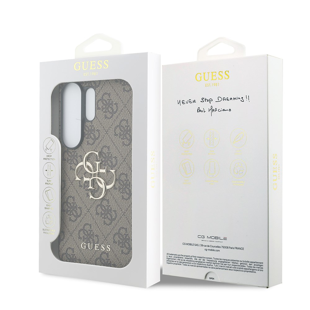 Galaxy S26 Ultra Kılıf Guess Orjinal Lisanslı PU Deri Büyük Metal Logo Dizaynlı Kapak