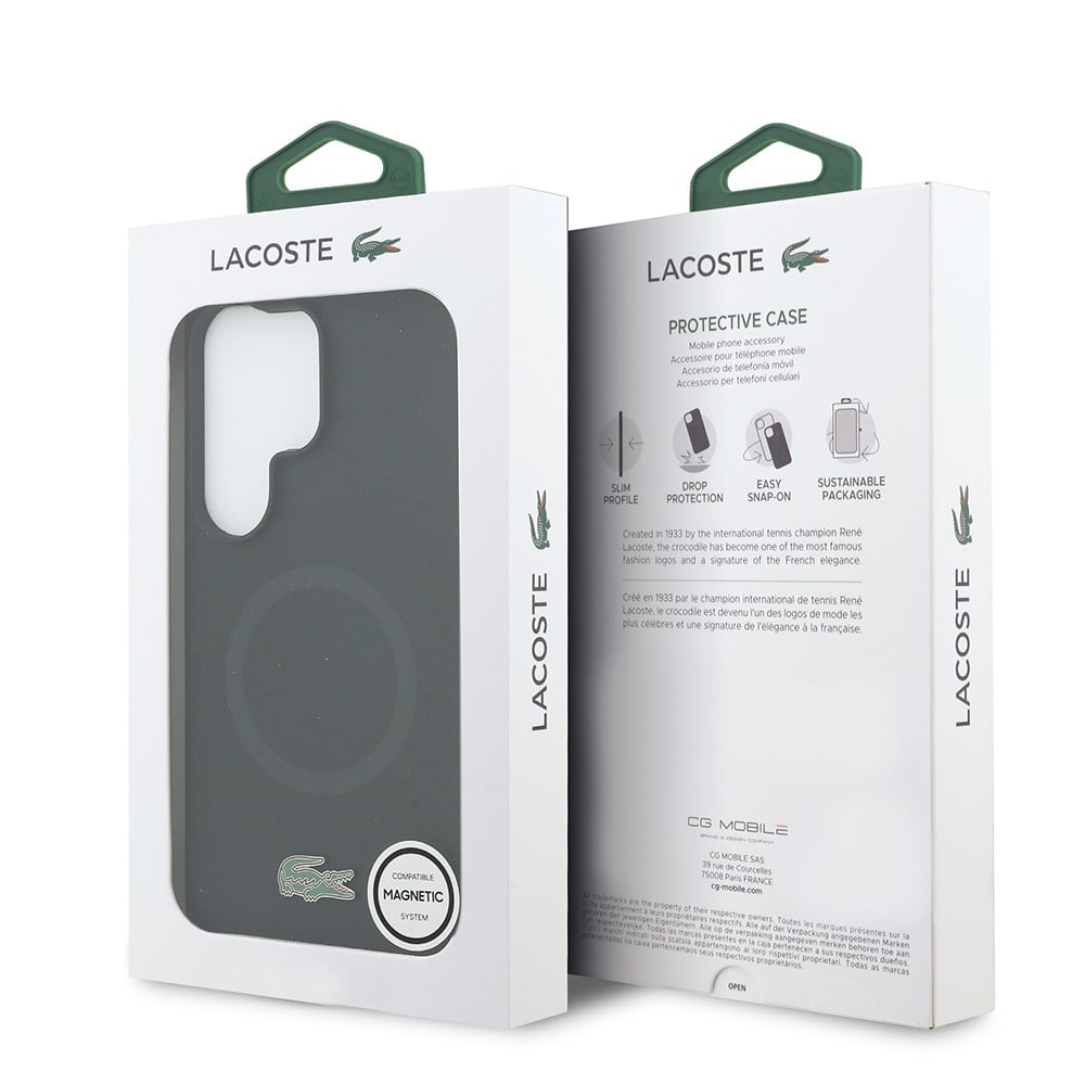 Galaxy S26 Ultra Kılıf Lacoste Orjinal Lisanslı M-safe Şarj Özellikli İkonik Logolu Metal Kamera Çerçeveli Silikon Kapak