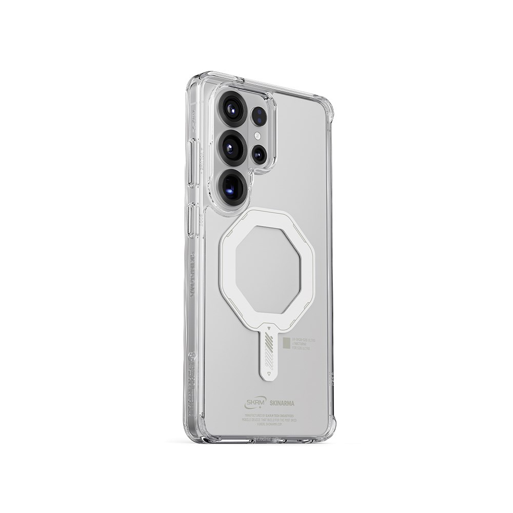 Galaxy S26 Ultra Kılıf M-safe Şarj Özellikli Şeffaf Airbag Tasarımlı Skinarma Saido Mag-Charge Nightglow Kapak