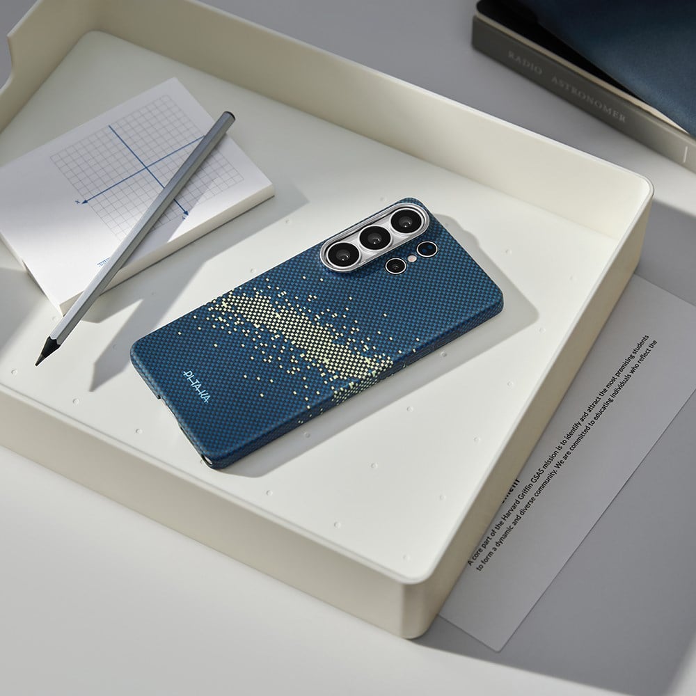 Galaxy S26 Ultra Kılıf M-safe Şarj Özellikli Aramid Fiber Pitaka Tactile Woven Starpeak Edge Serisi Milky Way Galaxy Kapak