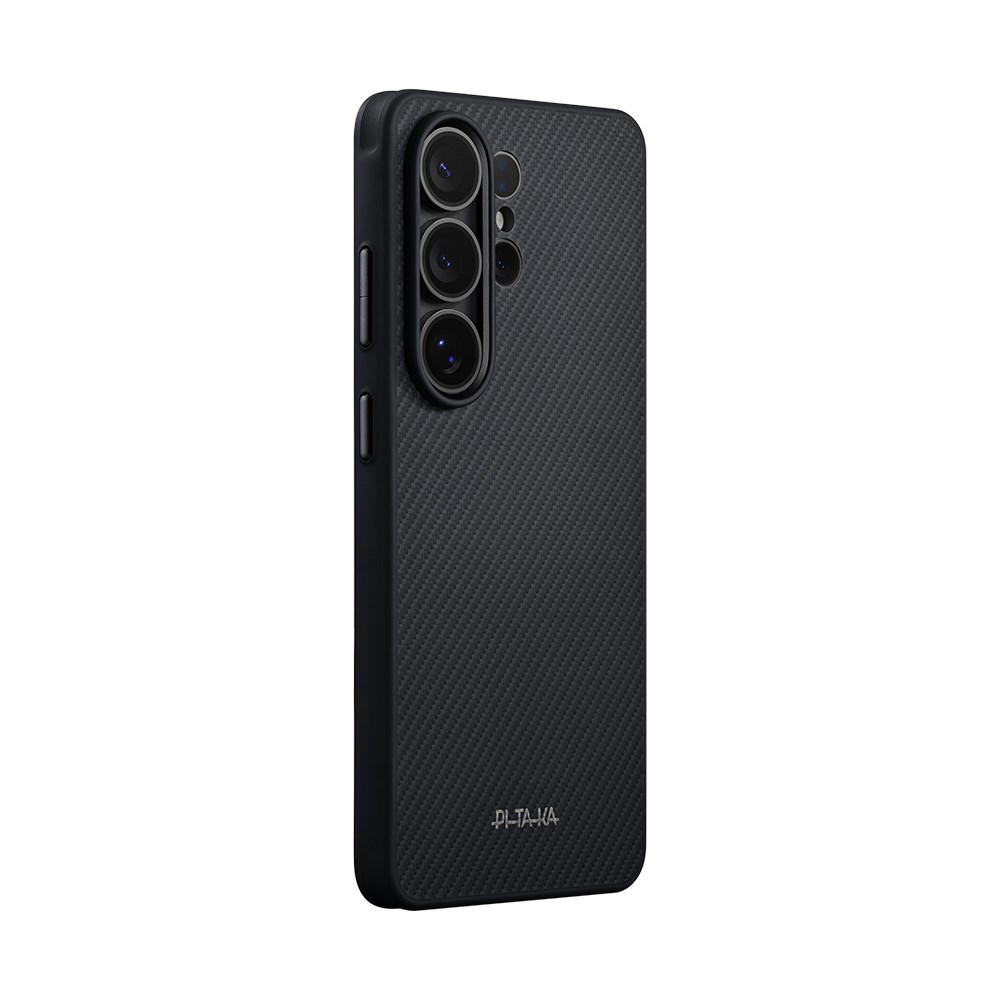Galaxy S26 Ultra Kılıf M-safe Şarj Özellikli 600D Aramid Fiber Pitaka Cairn Serisi Black-Grey Twill Kapak