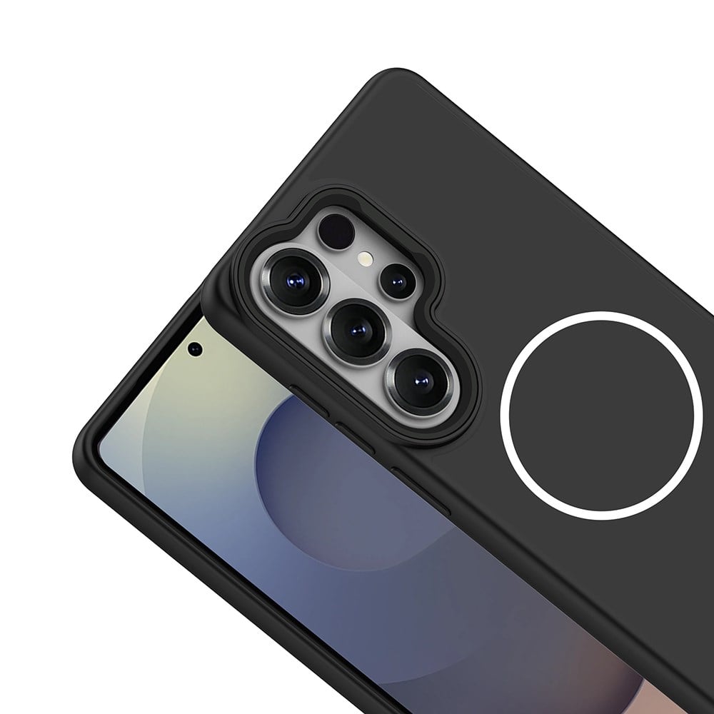 Galaxy S26 Ultra Kılıf M-Safe Şarj Özellikli Metal Kamera Çerçeveli Zore Sanremo Silikon Kapak
