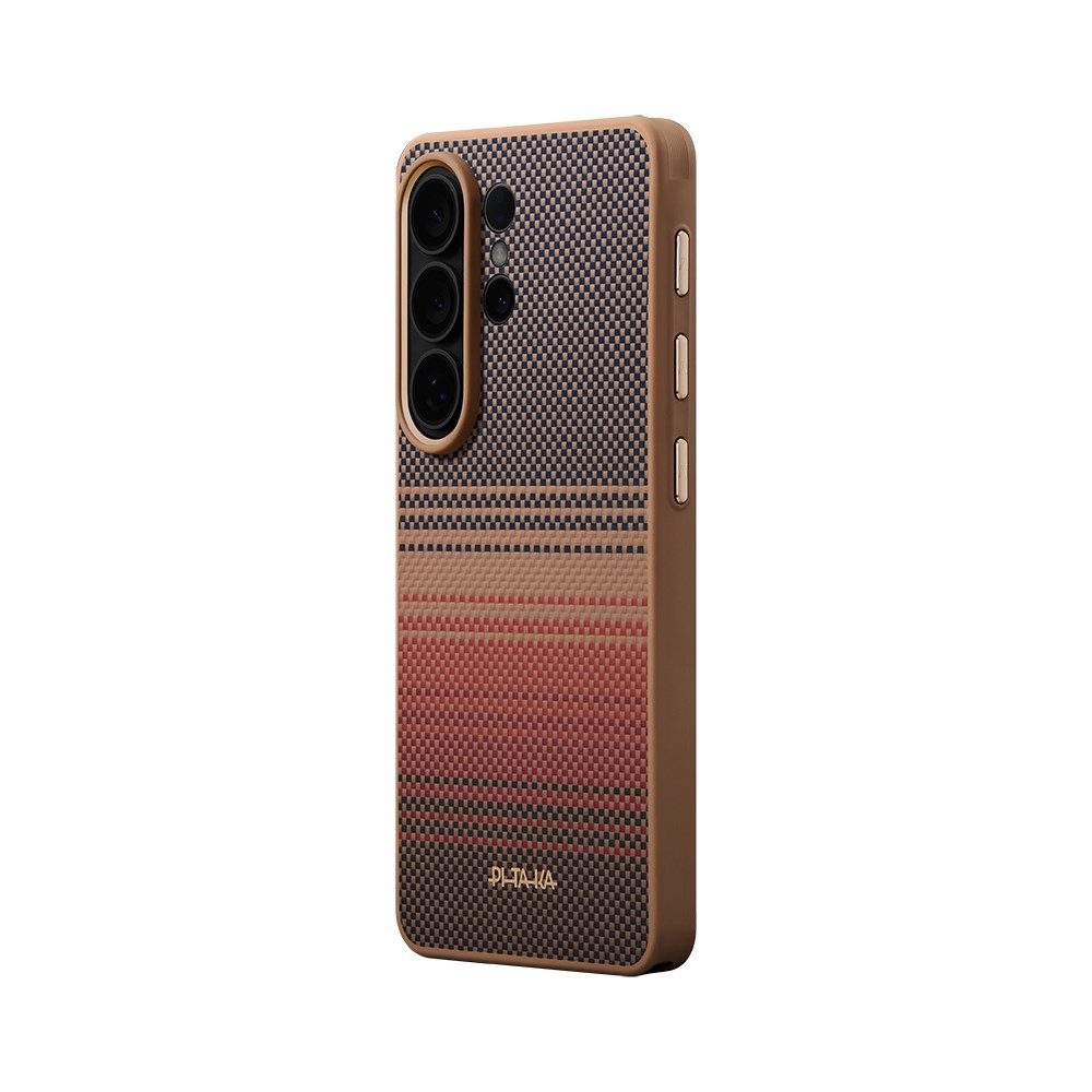 Galaxy S26 Ultra Kılıf M-safe Şarj Özellikli Pitaka Tactile Woven Sunset-Moonrise Aramid Cairn Serisi Kapak