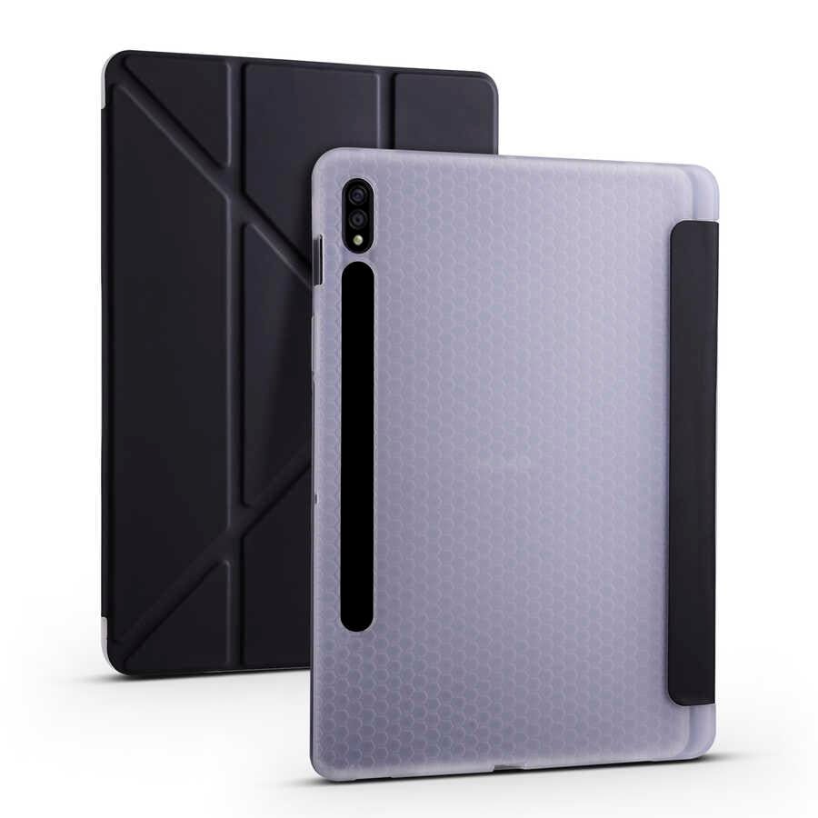 Galaxy Tab S7 T870 Kılıf Zore Tri Folding Kalem Bölmeli Standlı Kılıf
