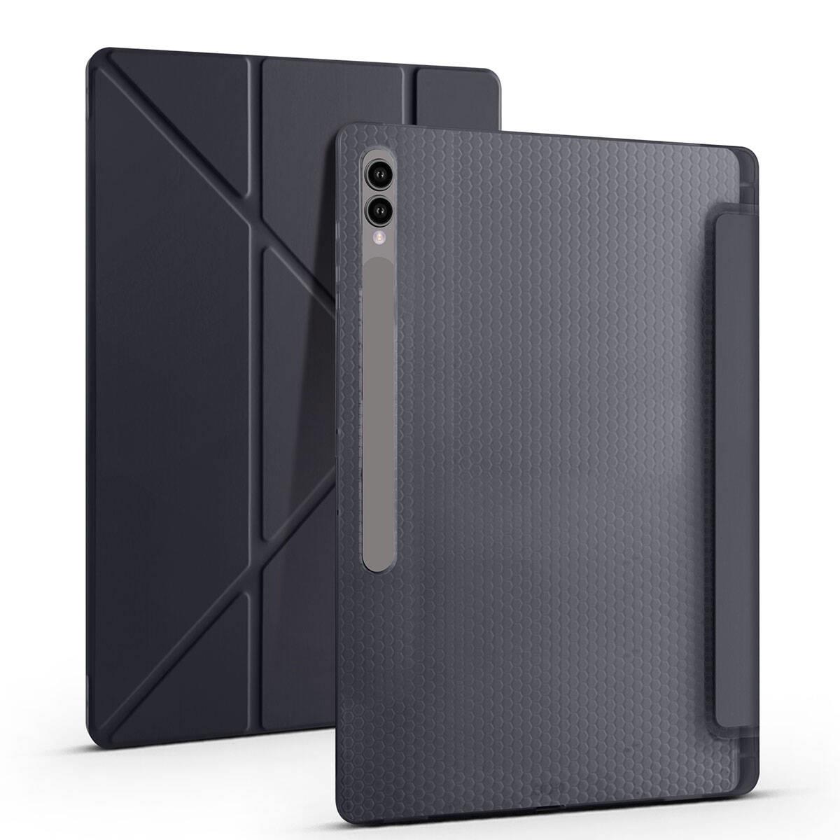 Galaxy Tab S9 Ultra Kılıf Zore Tri Folding Kalem Bölmeli Standlı Kılıf