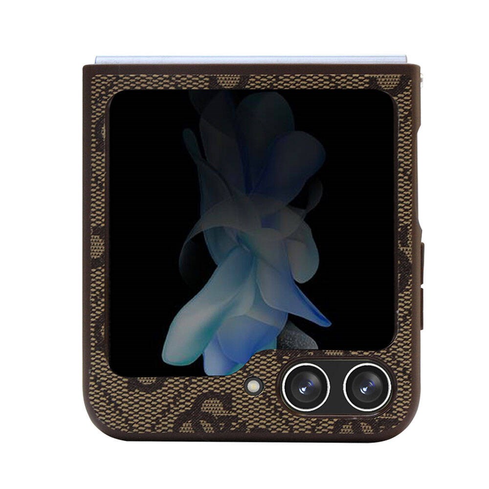 Galaxy Z Flip 5 Kılıf Guess Orjinal Lisanslı PU Deri Taşlı Üçgen Logo 4G Desenli Strass Kapak