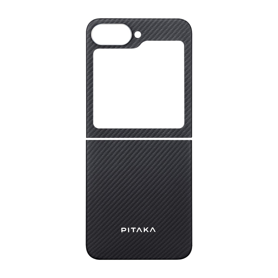 Galaxy Z Flip 6 Kılıf M-safe Şarj Özellikli 600D Aramid Fiber Pitaka Ultra-Slim Classic Serisi Black-Grey Twill Kapak
