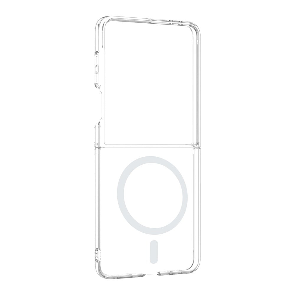 Galaxy Z Flip 7 Kamera Korumalı M-Safe Şarj Özellikli Şeffaf Zore London Sert PC Kapak