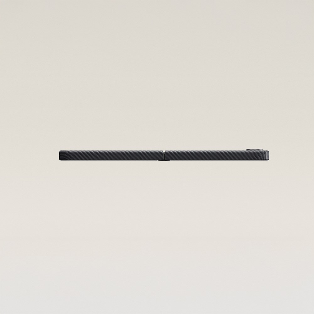 Galaxy Z Flip 7 Kılıf M-safe Şarj Özellikli 600D Aramid Fiber Pitaka Ultra-Slim Classic Serisi Black-Grey Twill Kapak