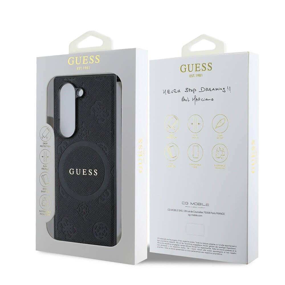 Galaxy Z Fold 6 Kılıf Guess Orjinal Lisanslı M-safe Şarj Özellikli Saffiano Metal Logo Kapak