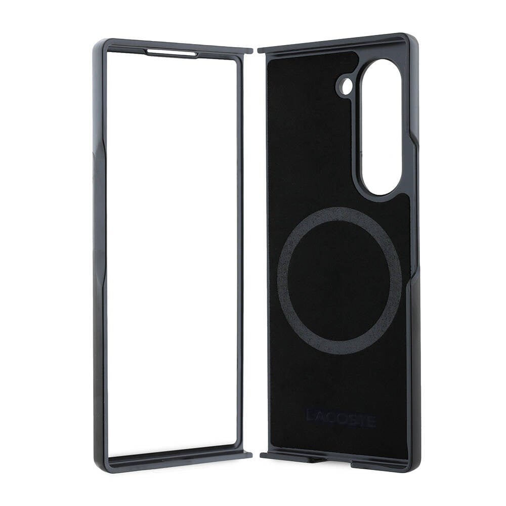 Galaxy Z Fold 6 Kılıf Lacoste Orjinal Lisanslı M-safe Şarj Özellikli Pike Desenli Arka Yüzey İkonik Timsah Dokuma Logolu Kapak