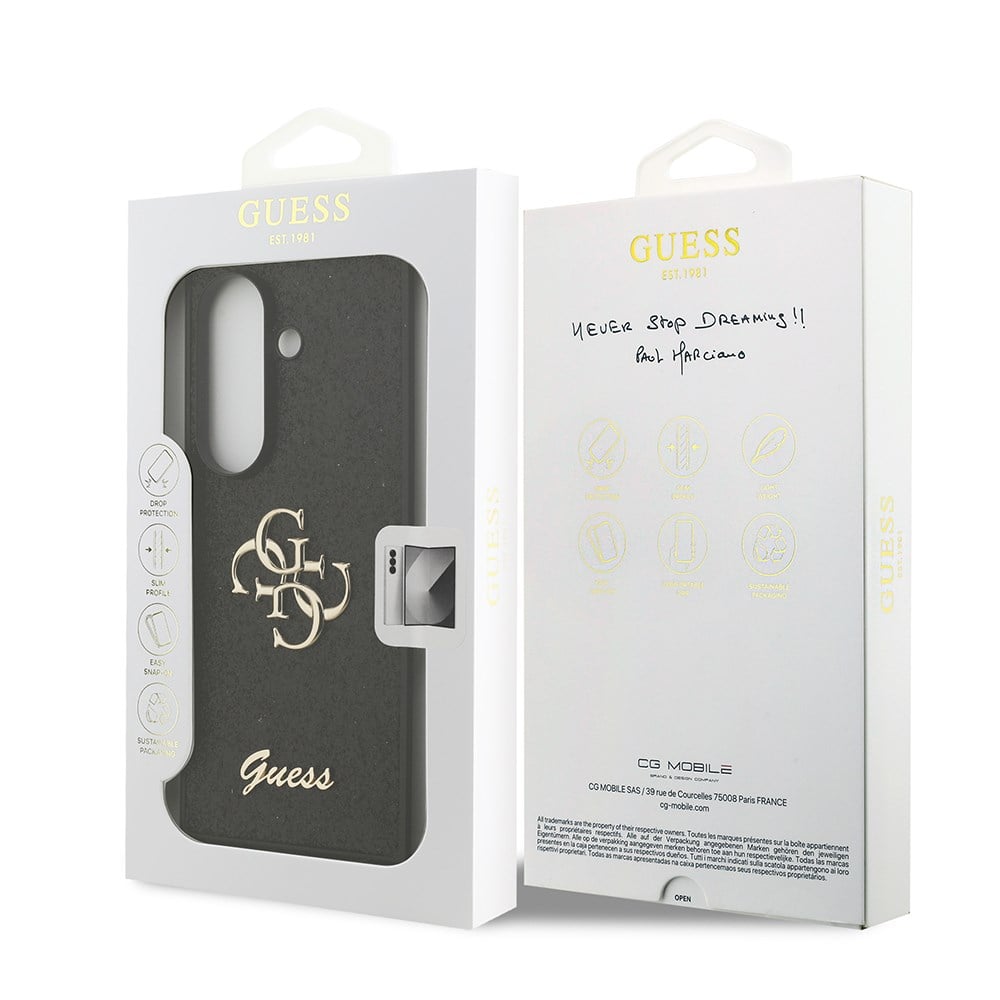 Galaxy Z Fold 7 Kılıf Guess Orjinal Lisanslı 4G Büyük Metal Logolu Glitter Kapak