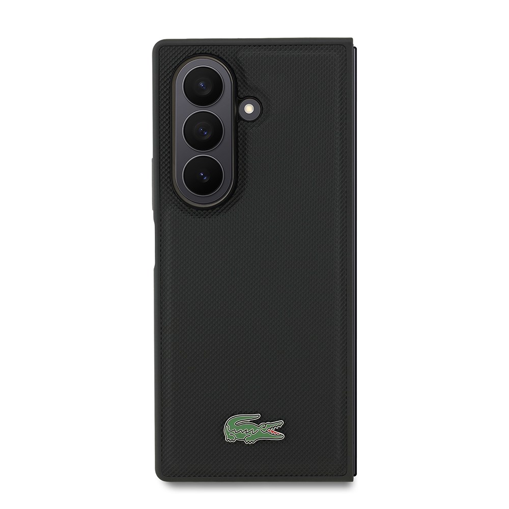 Galaxy Z Fold 7 Kılıf Lacoste Orjinal Lisanslı M-safe Şarj Özellikli Pike Desenli Arka Yüzey İkonik Timsah Metal Logolu Kapak