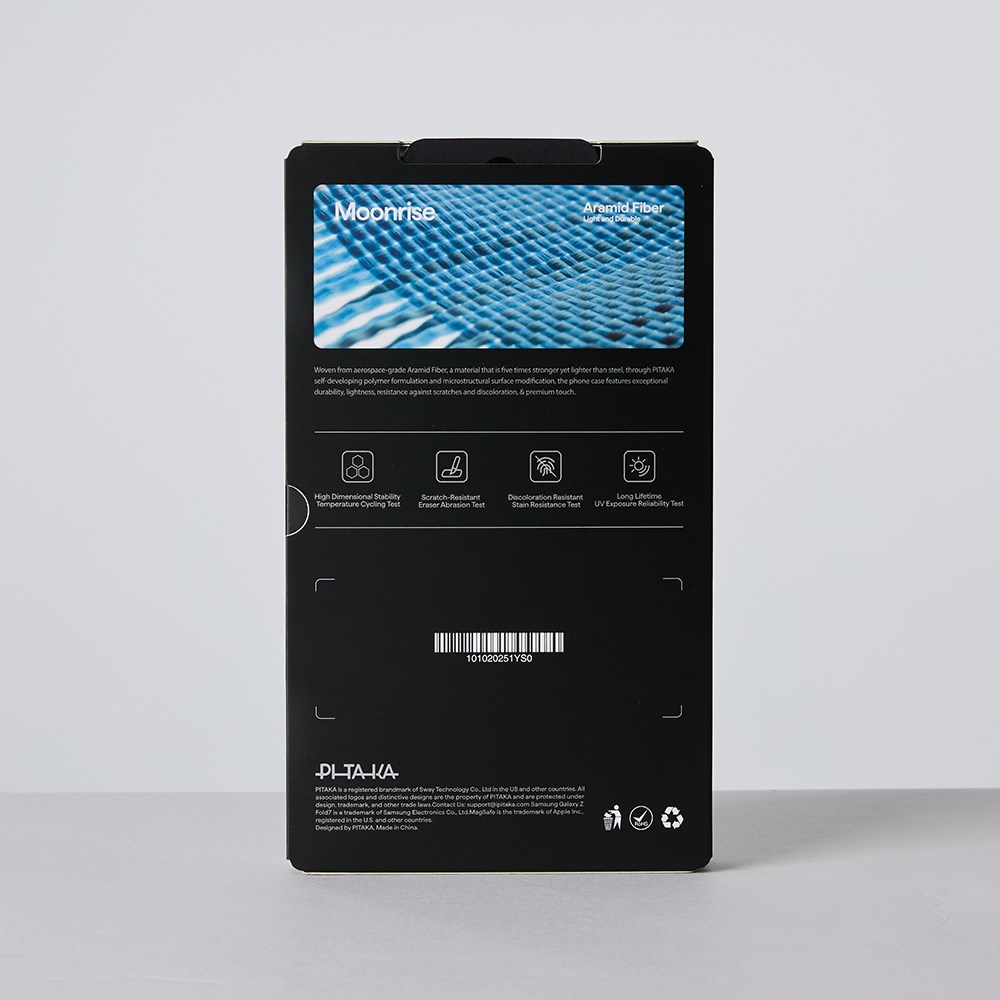 Galaxy Z Fold 7 Kılıf M-safe Şarj Özellikli Aramid Fiber Pitaka Tactile Woven Sunset-Moonrise Serisi Kapak