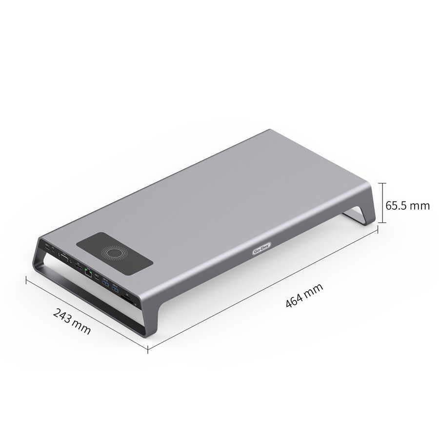 Go Des GD-9128 Hub ve Kablosuz Şarj Destekli Laptop Standı Docking Station Stand