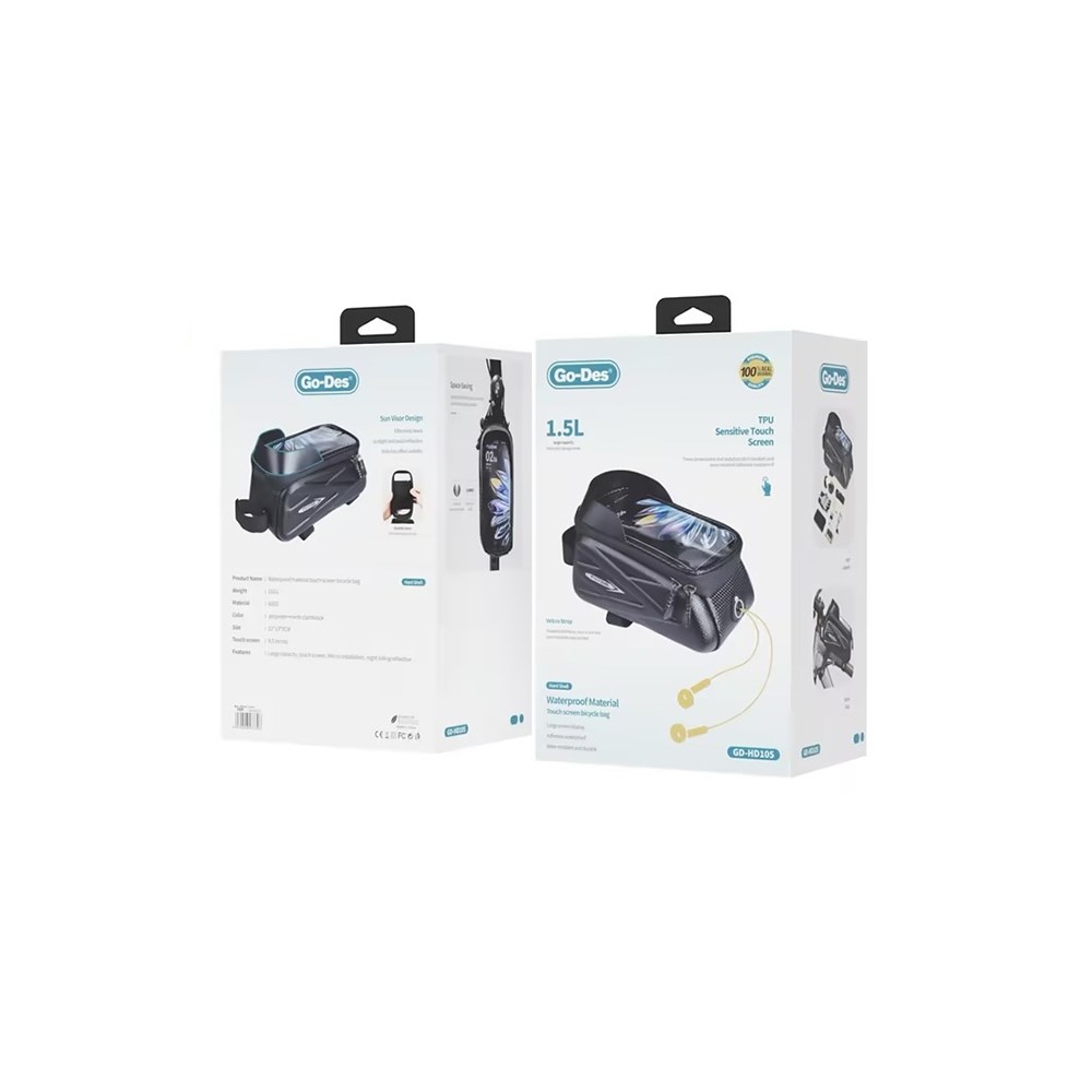 Go Des GD-HD105 Telefonluklu Su Geçirmez Bisiklet Çantası 1.5 Litre