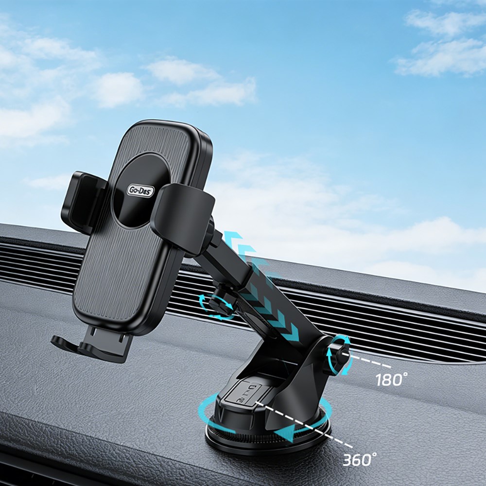 Go Des GD-HD356 360 Derece Dönebilen Teleskopik Vakumlu Tasarım Araç İçi Telefon Tutucu