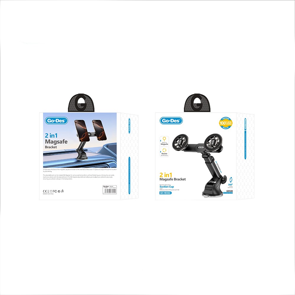 Go Des GD-HD363 360 Derece Dönebilen Uzatılabilir 2in1 Araç Telefon Tutucu