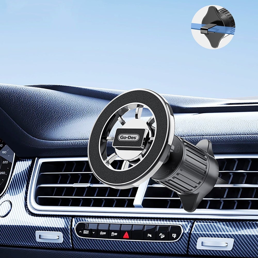 Go Des GD-HD366 M-safe Magnetik 360 Derece Dönebilen Havalandırma Tasarımlı Telefon Tutucu