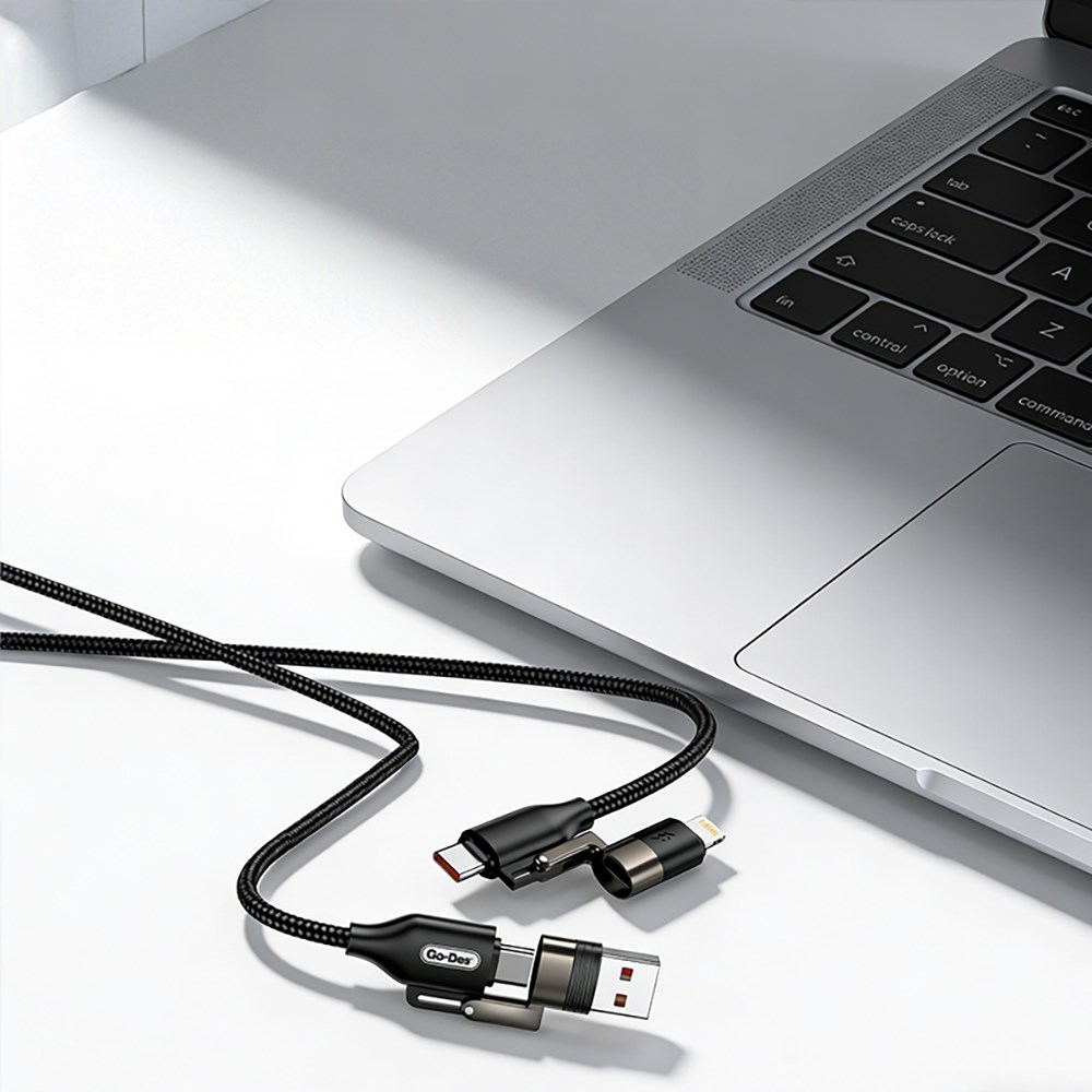 Go Des GD-UC831 4in1 PD Çoklu USB-A + Type-C to Type-C + Lightning Şarj ve Data Kablosu 65W 1.2M