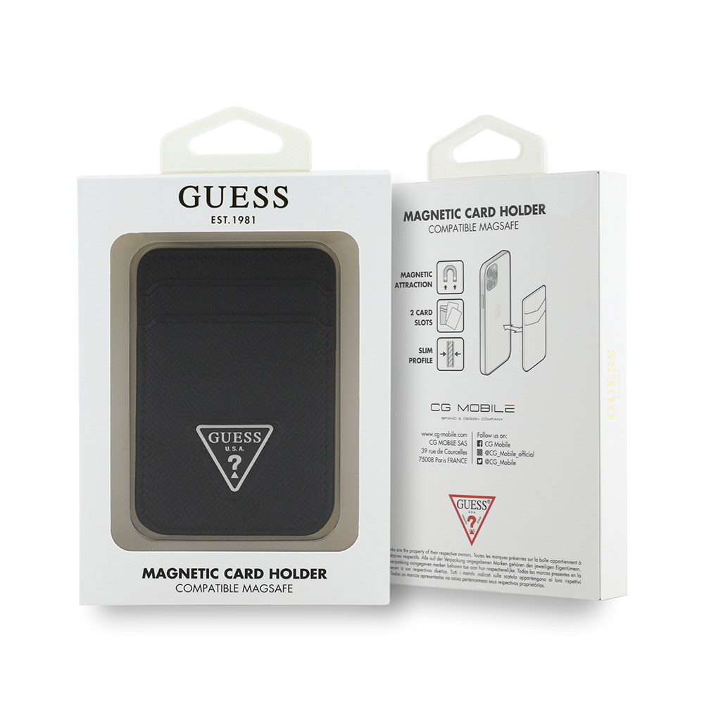 Guess Orjinal Lisanslı 2 Hazneli Üçgen Logolu Deri Magnetik Kartlık