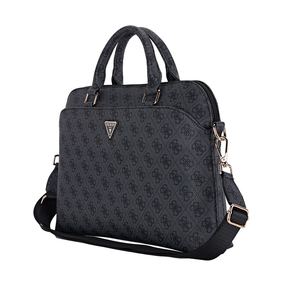 Guess Orjinal Lisanslı 4G Desenli Üçgen Logolu Omuz Askılı 15 inç Laptop Çantası