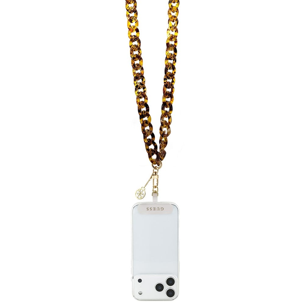 Guess Orjinal Lisanslı 4G Metal Logolu Büyük Zincirli Çapraz Vücut Telefon Askı Kayışı 120cm