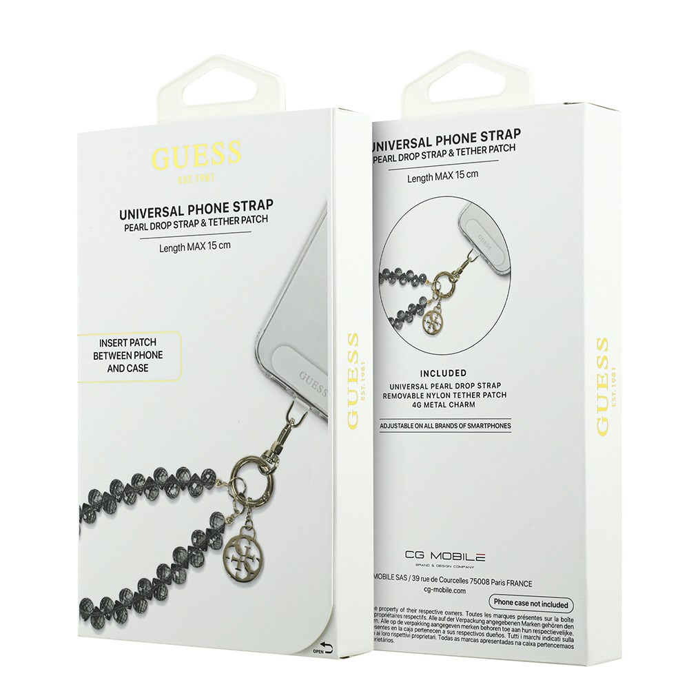 Guess Orjinal Lisanslı 4G Metal Logolu Kristal Taşlı Telefon Bilek Askı Zinciri