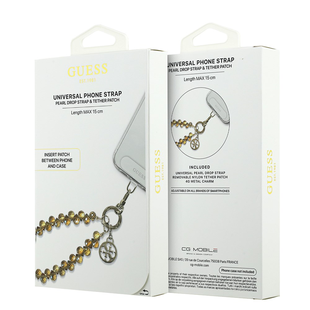 Guess Orjinal Lisanslı 4G Metal Logolu Kristal Taşlı Telefon Bilek Askı Zinciri