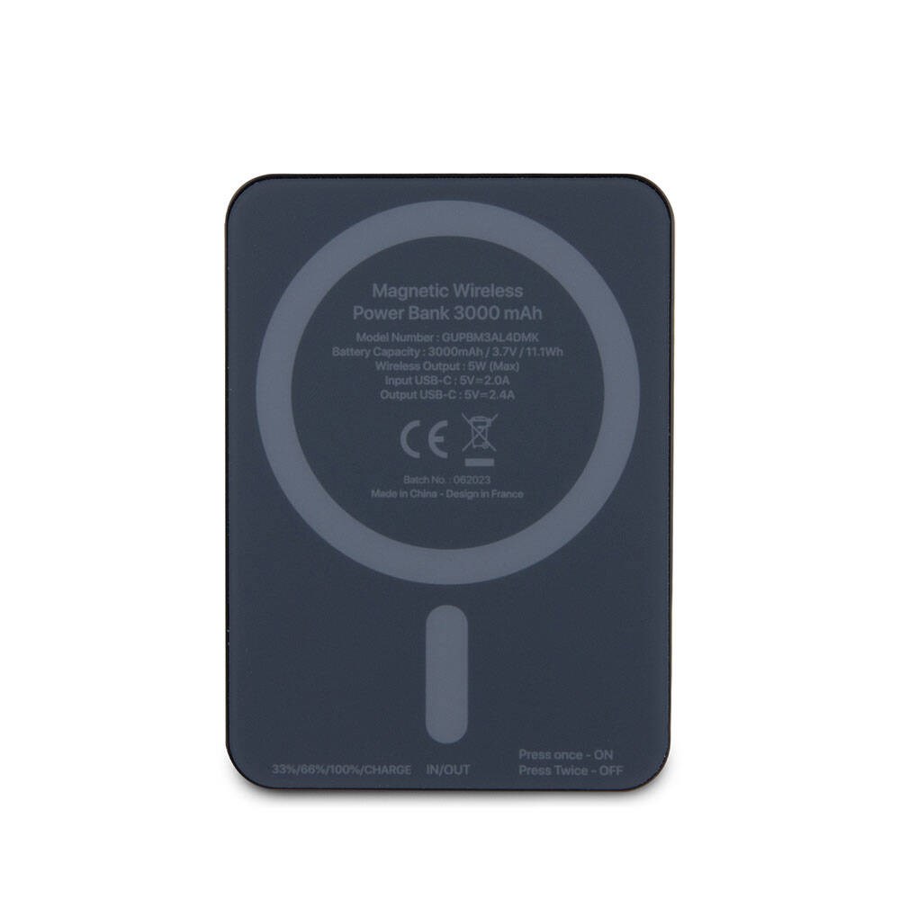 Guess Orjinal Lisanslı M-safe Şarj Özellikli Metal Yazı Logolu Powerbank 3000mAh 5W
