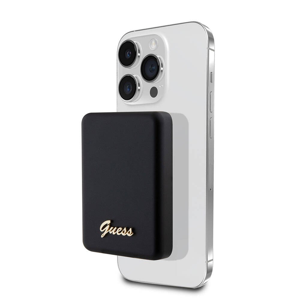 Guess Orjinal Lisanslı M-safe Şarj Özellikli Metal Yazı Logolu Powerbank 5000mAh 15W