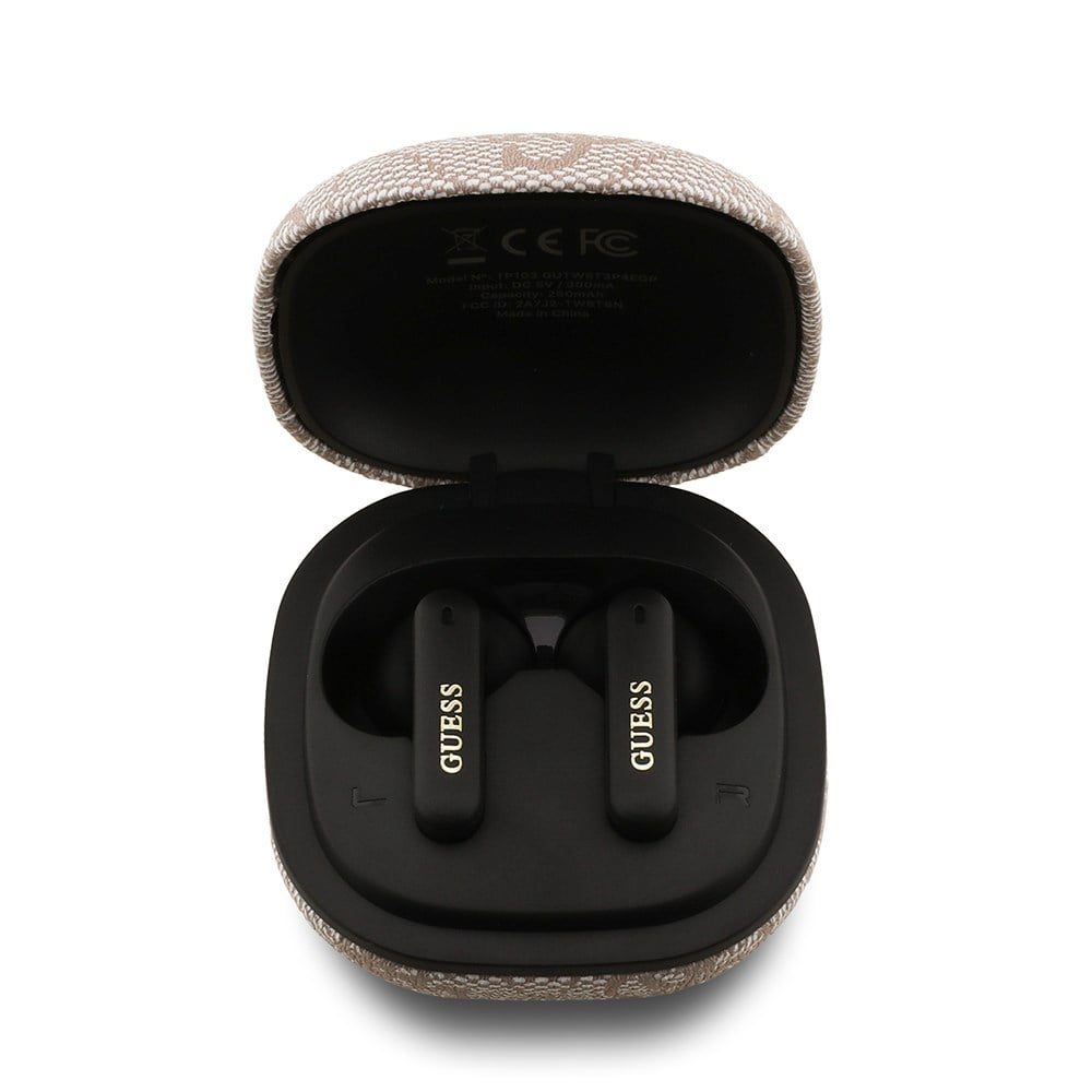 Guess Orjinal Lisanslı PU 4G Desenli Klasik Metal Yazı Logolu TWS Kulak İçi Bluetooth Kulaklık