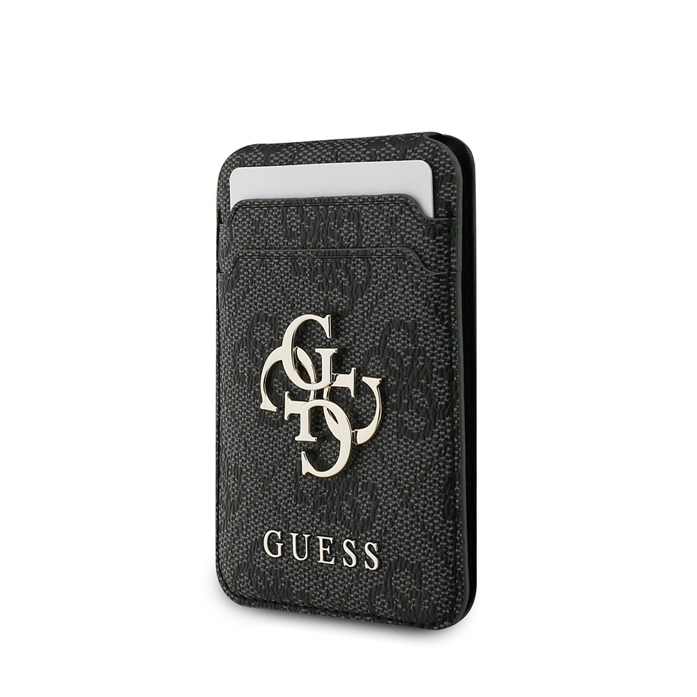 Guess Orjinal Lisanslı PU Deri 4G Desenli Metal Büyük 4G ve Yazı Logolu Standlı Magnetik Kartlık