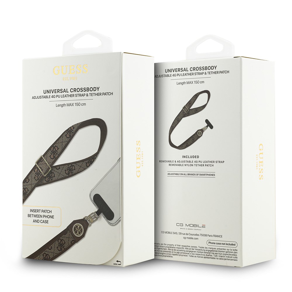 Guess Orjinal Lisanslı Taşlı 4G Metal Logolu Çapraz Vücut Telefon Askı Kayışı 150cm
