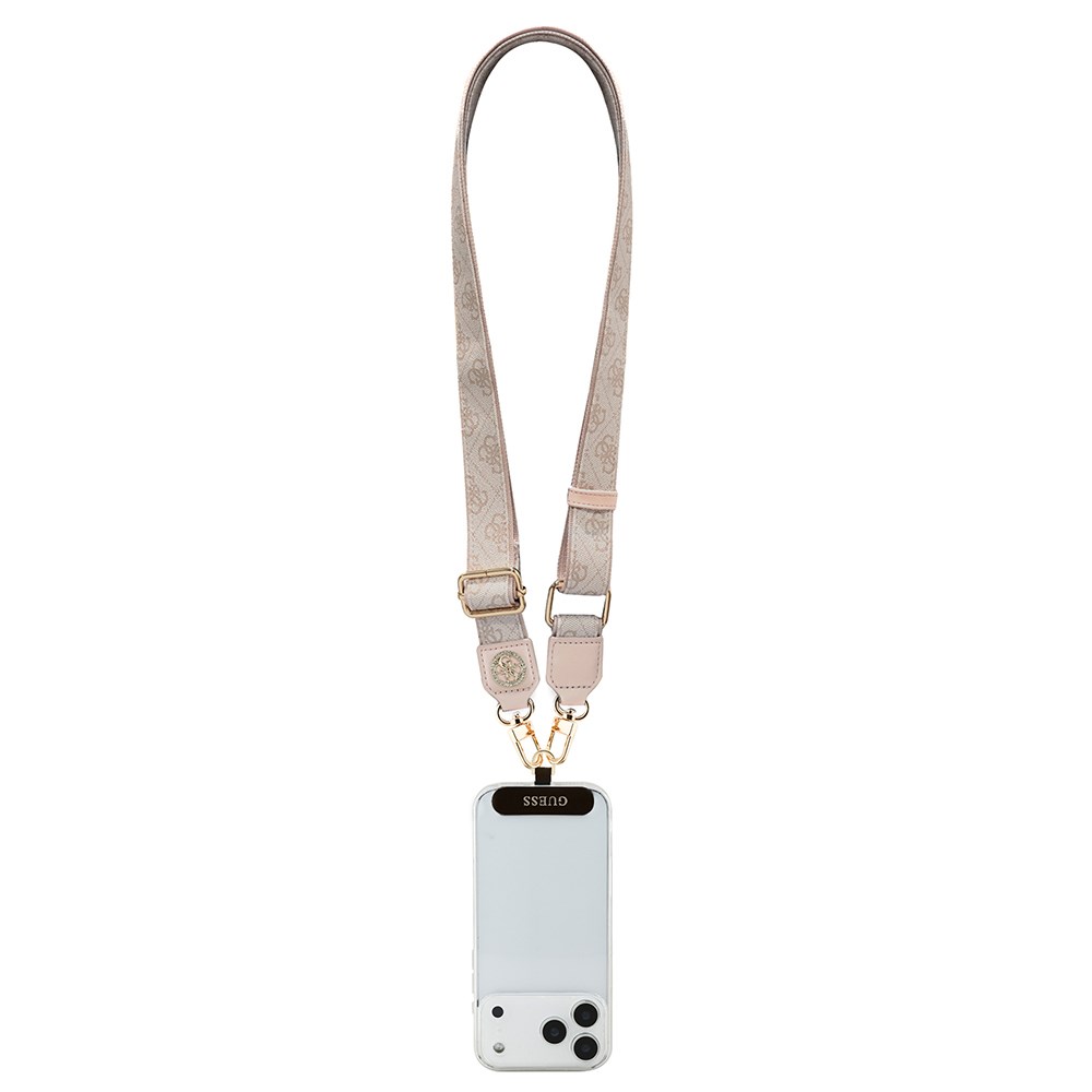 Guess Orjinal Lisanslı Taşlı 4G Metal Logolu Çapraz Vücut Telefon Askı Kayışı 150cm