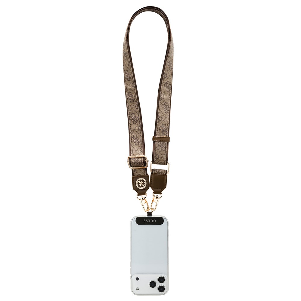 Guess Orjinal Lisanslı Taşlı 4G Metal Logolu Çapraz Vücut Telefon Askı Kayışı 150cm