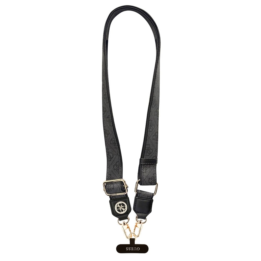 Guess Orjinal Lisanslı Taşlı 4G Metal Logolu Çapraz Vücut Telefon Askı Kayışı 150cm