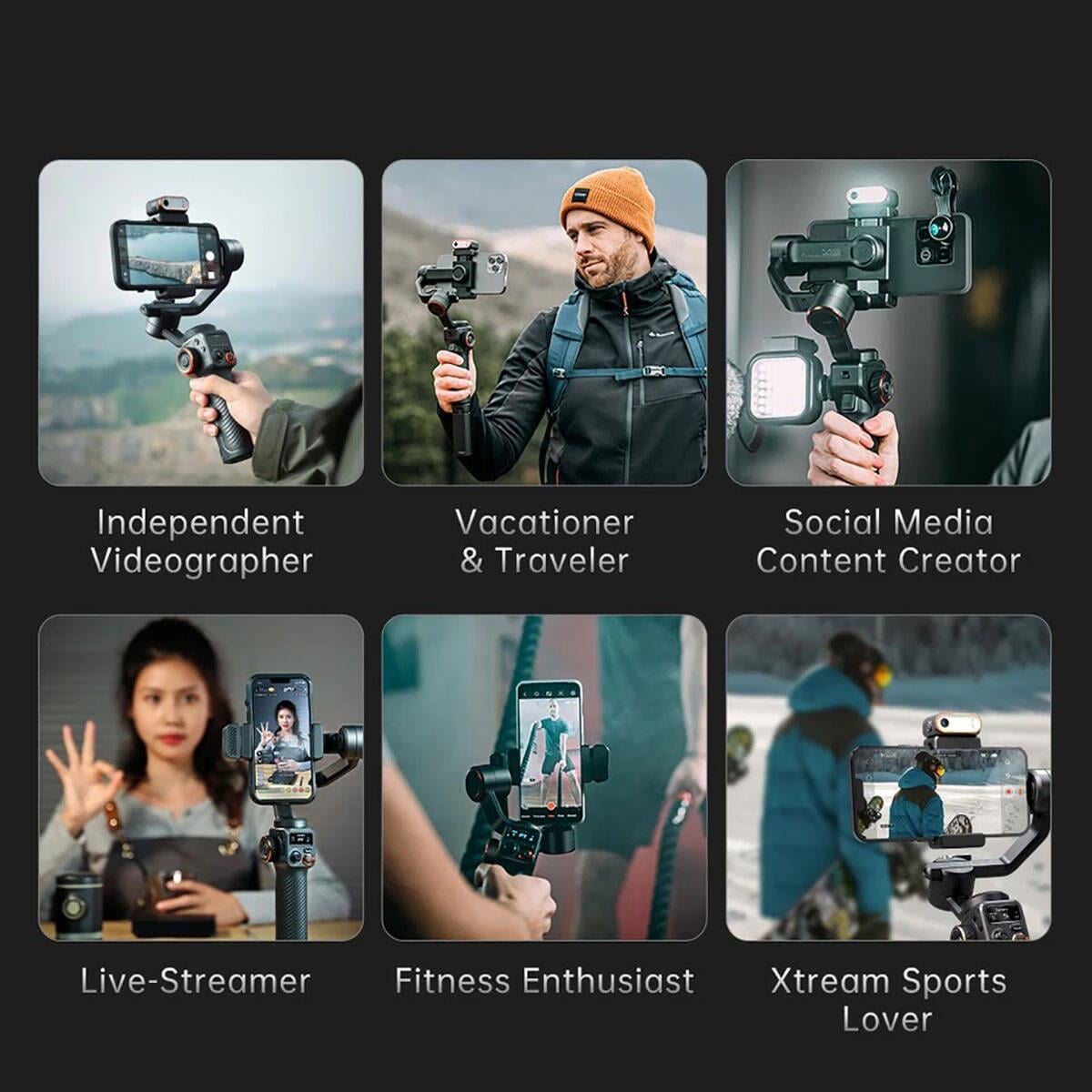 Hohem iSteady M6 3 Eksenli El Tipi AI Yapay Zeka Görüş Sensörlü Gimbal Stabilizatör