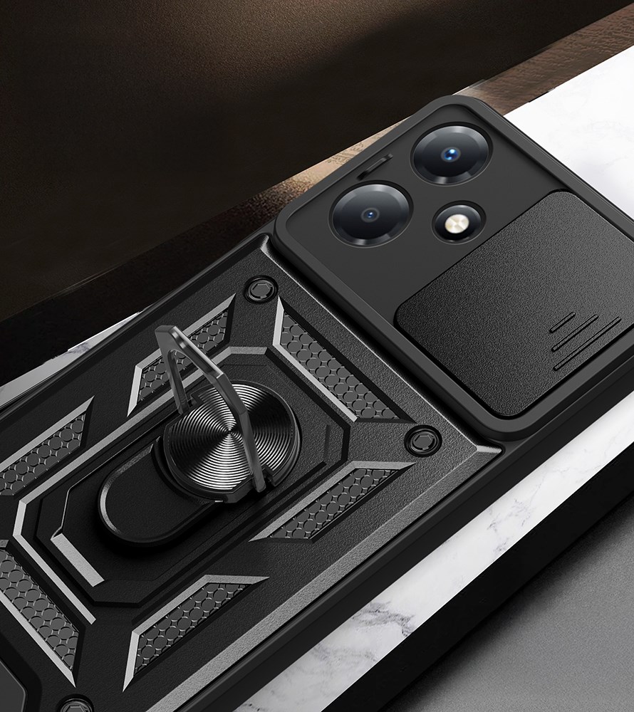 İnfinix Hot 30 Play Kılıf Magnetik Standlı Kamera Korumalı Zore Sürgülü Vega Kapak