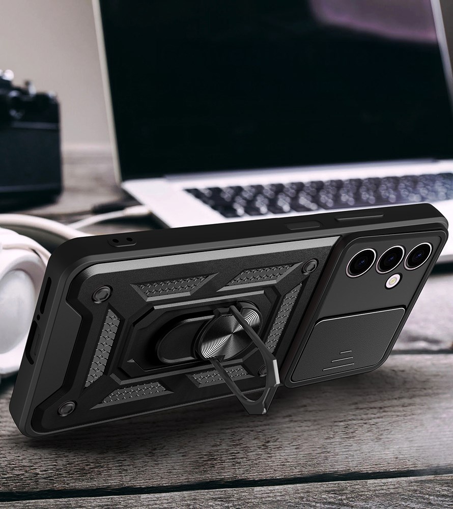 İnfinix Hot 30 Play Kılıf Magnetik Standlı Kamera Korumalı Zore Sürgülü Vega Kapak