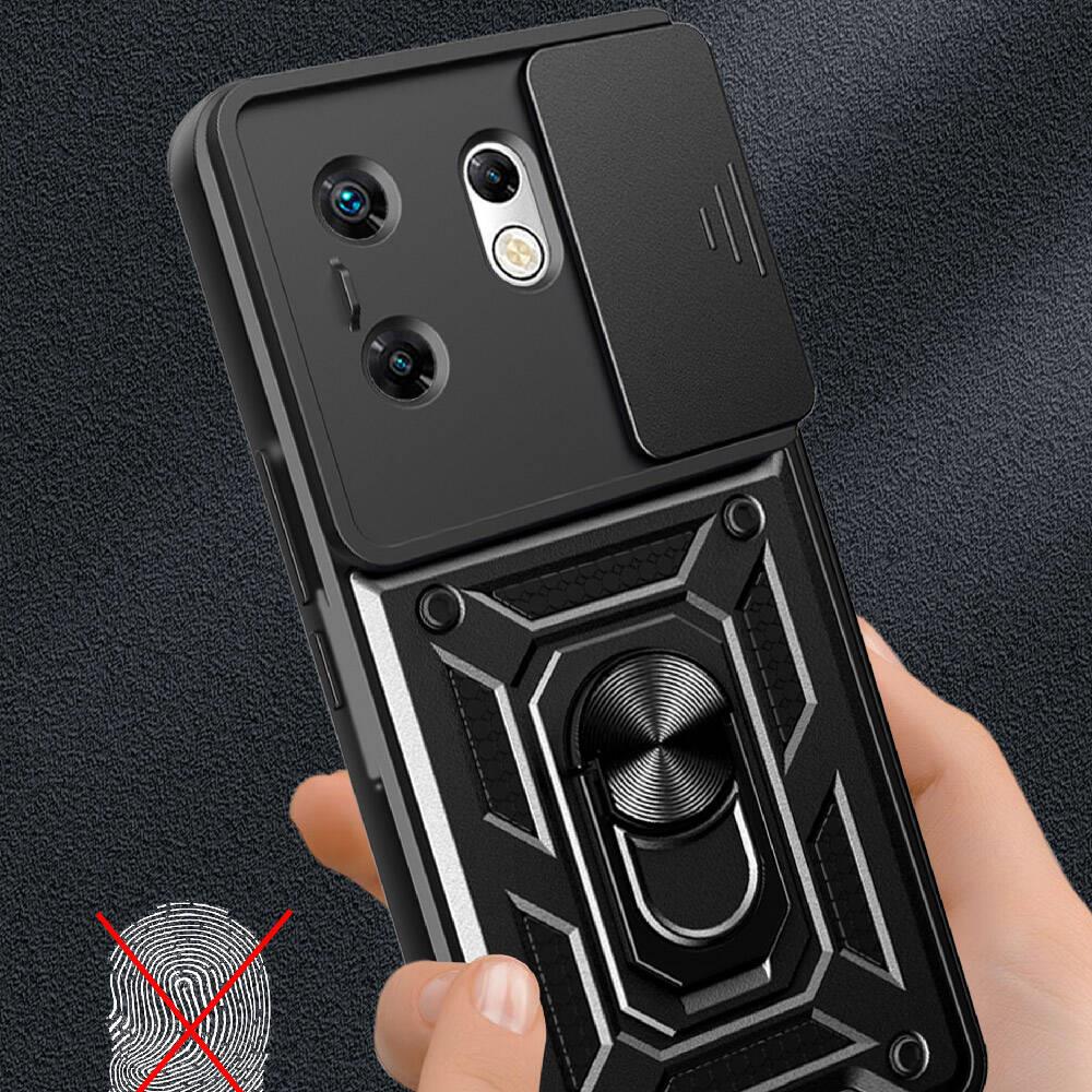 İnfinix Zero 30 4G Kılıf Magnetik Standlı Kamera Korumalı Zore Sürgülü Vega Kapak