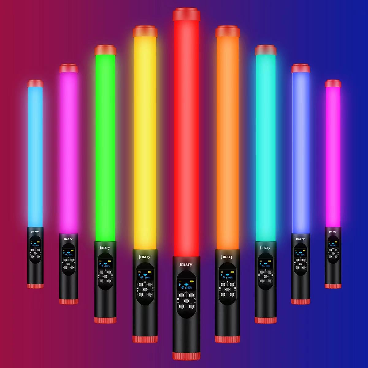 Jmary FM-128RGB OLED Ekran Göstergeli RGB Led Işıklı Su Geçirmez Aydınlatma Çubuğu