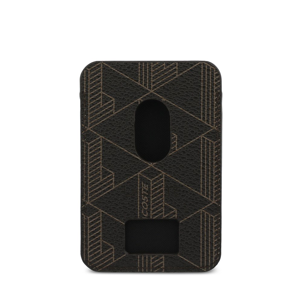 Lacoste Orjinal Lisanslı 2 Hazneli PVC Karışık Monogram Desenli Magnetik Kartlık