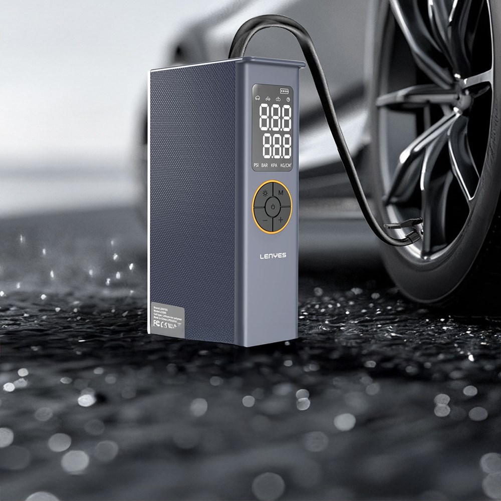 Lenyes LCI205 LED Işıklı Araç Akü Acil Durum Takviye Güç Kaynağı ve Hava Kompresörü 12V 100W 7200mAh