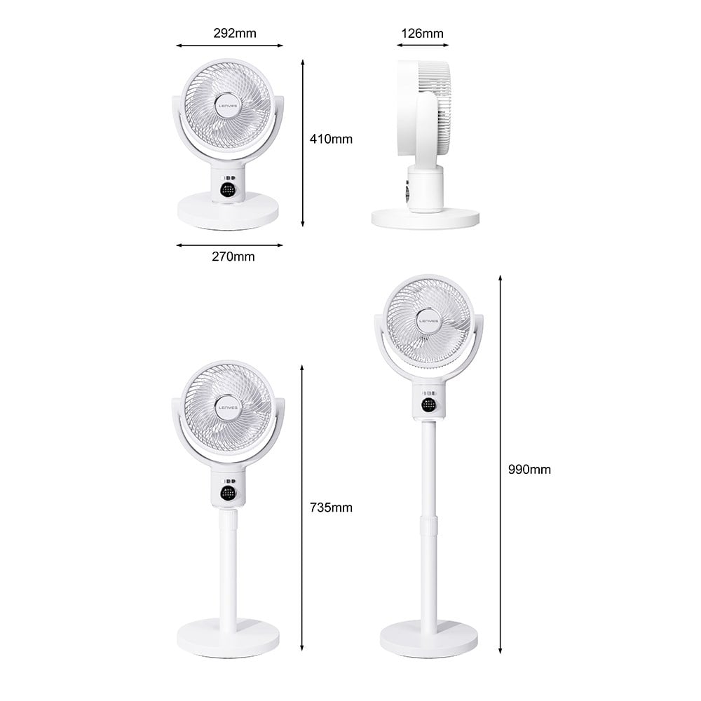 Lenyes LHF10 Dijital LED Göstergeli 5 Kademeli Uzaktan Kumandalı Uzayabilen Gövdeli 10 inç Fan