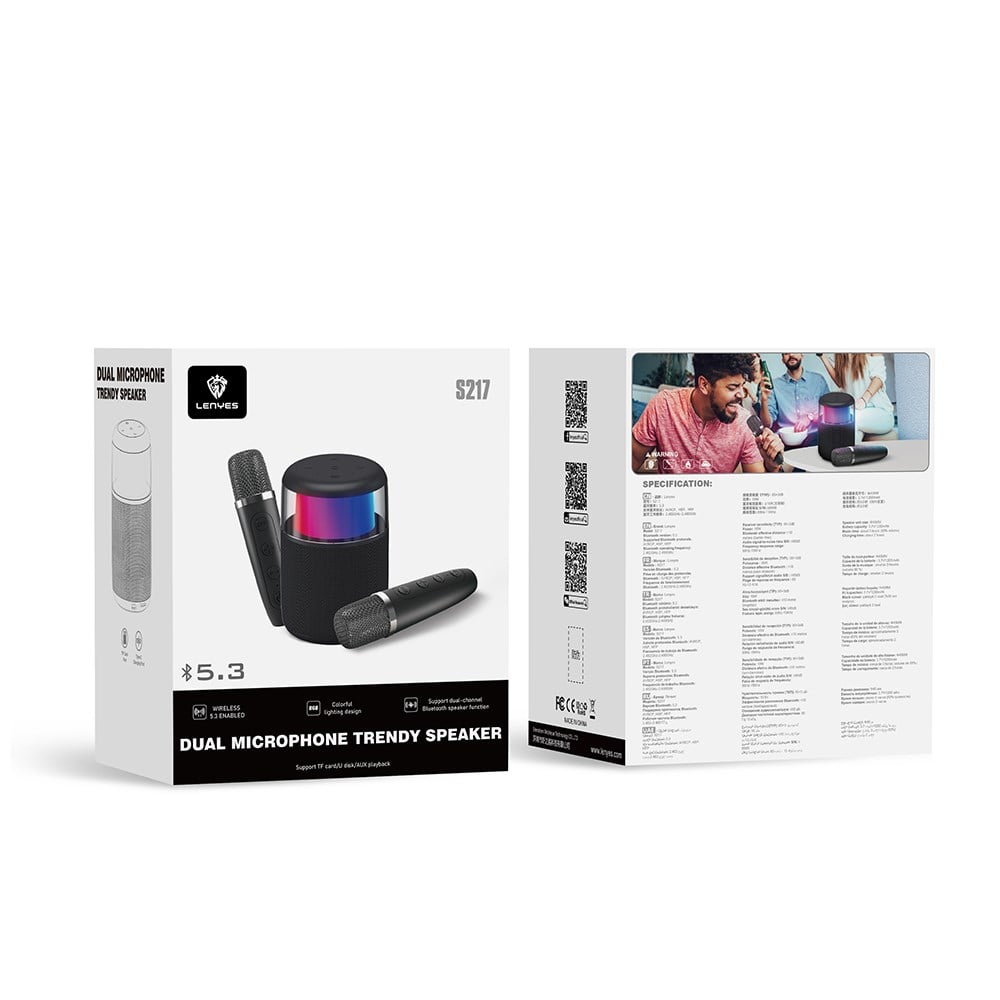 Lenyes S217 RGB Işıklı Karaoke Mikrofonlu Bluetooth Speaker Hoparlör v5.3