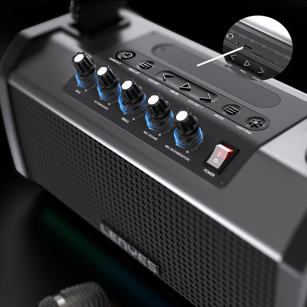 Lenyes S863 RGB Led Işıklı Mikrofonlu TWS Bluetooth Speaker Hoparlör v5.3