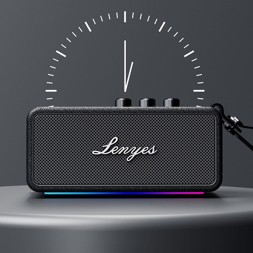 Lenyes S876 Supreme Serisi RGB Işıklı Taşınabilir Su Geçirmez TWS Bluetooth Hoparlör v5.3 45W